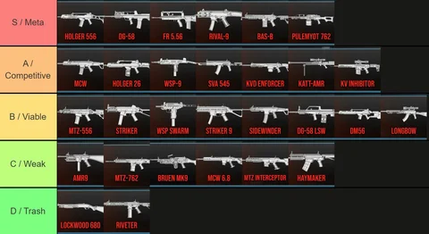 Warzone All Weapons Ranked